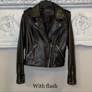 Black leather motorcycle JACKET